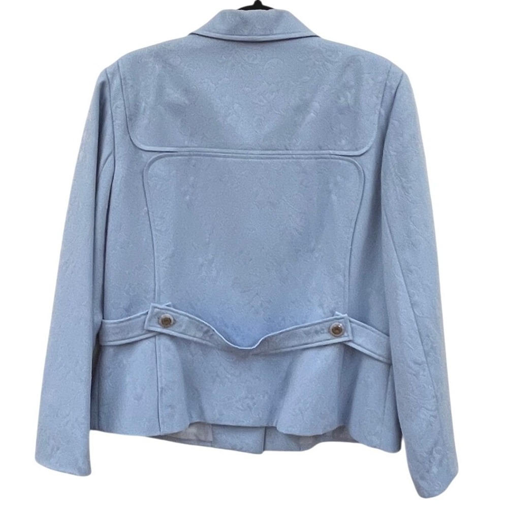 Sag Harbor Jacket Womens 16 Blue Floral Jacquard Peter Pan Collar Button Front - Picture 3 of 10